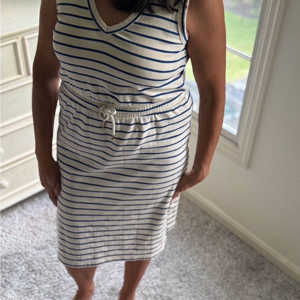 Evereve Navy and White Striped Top